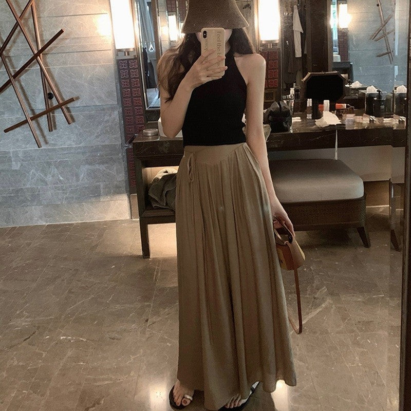 High Waist Loose Wide Leg Culotte Pants