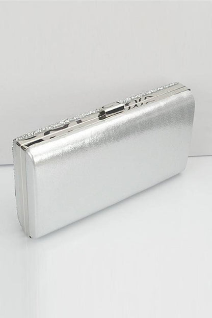 Silver rhinestone evening clutch