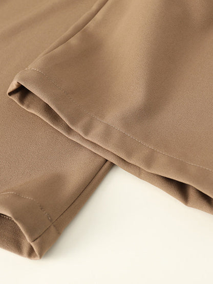 Loose Wide Leg Pleated Solid Color Pants Trousers