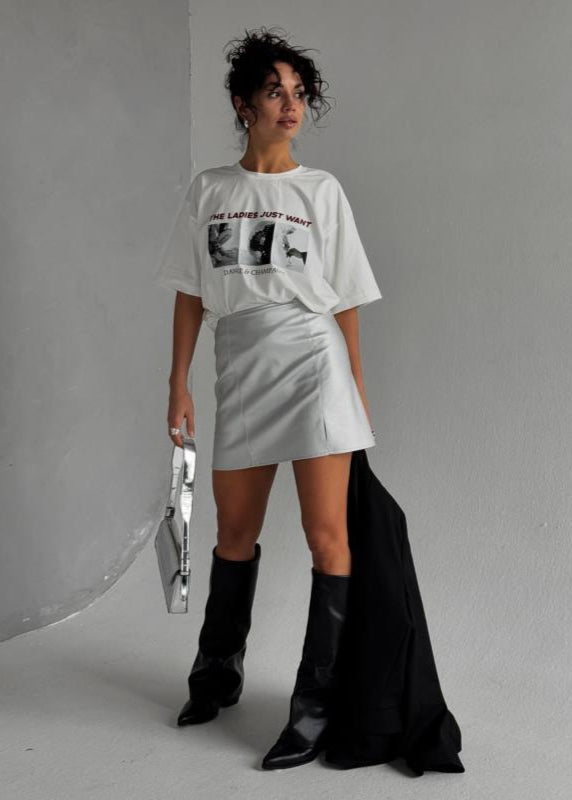 Oversized Cotton T Shirt With Party Graphic