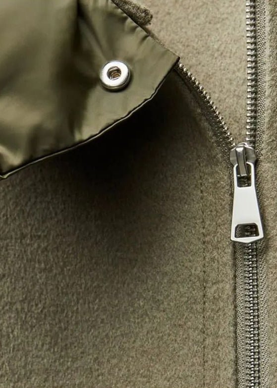 Oversized Hooded Zip Jacket With Padded Collar