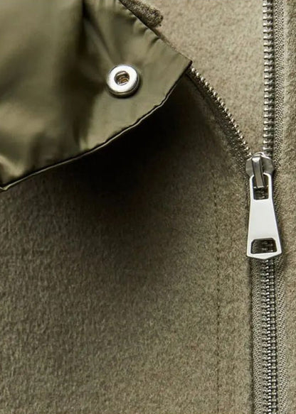 Oversized Hooded Zip Jacket With Padded Collar