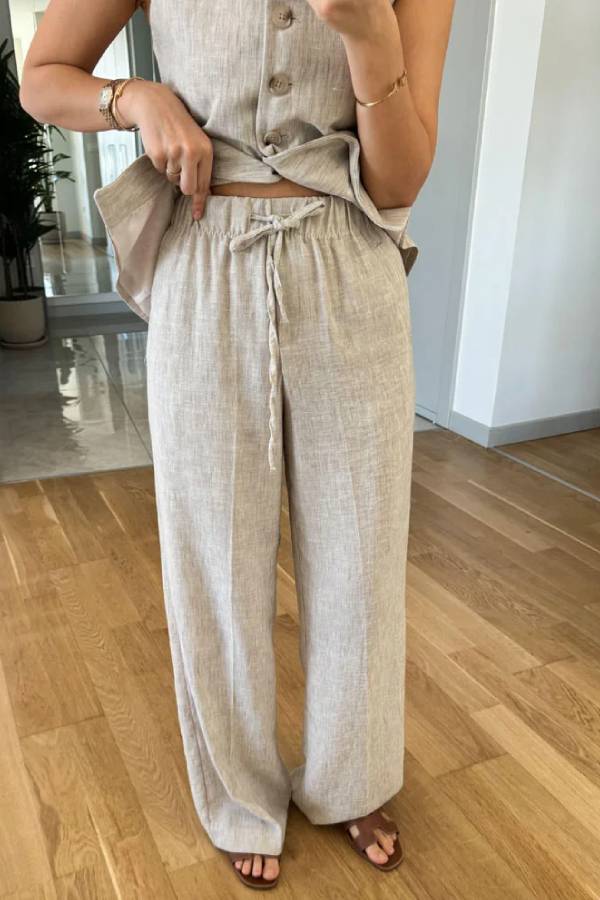 Casual Split Vest \u0026 Lace-Up Pants Two-Piece Set