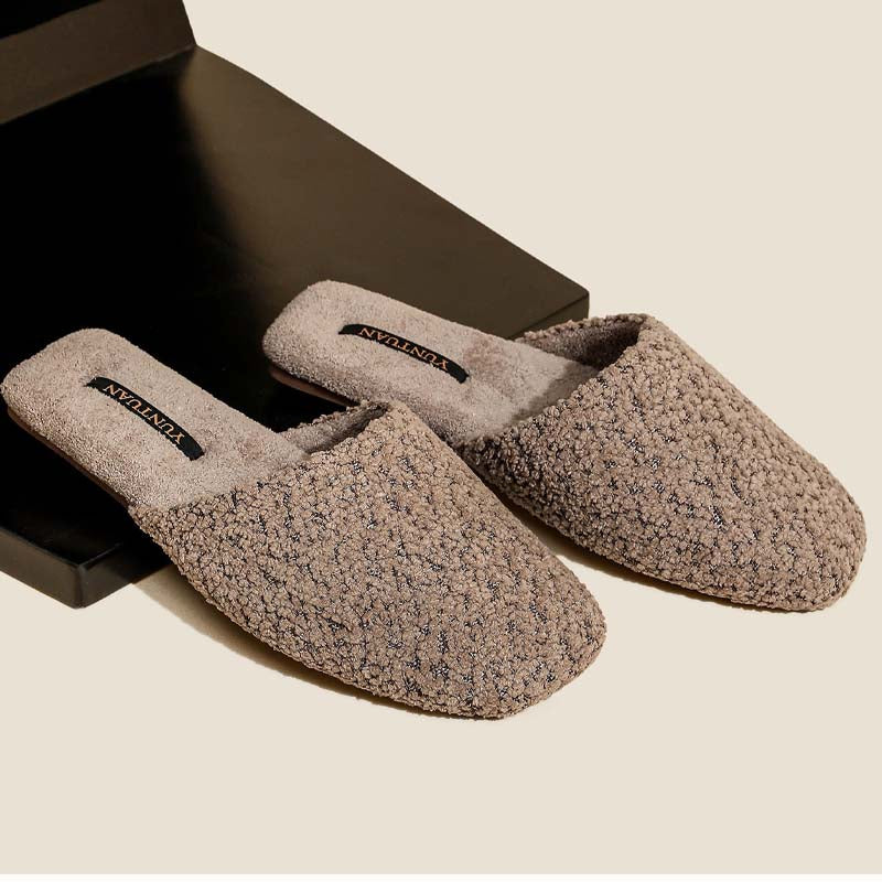 Elegant Soft Solid Color Warm Indoor Slippers