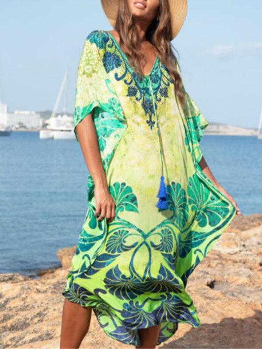 Cross-Border Fast-Selling Pop-Up Man'S Cotton Leaf Print Edgy Beach Sunscreen Bikini Hoodie