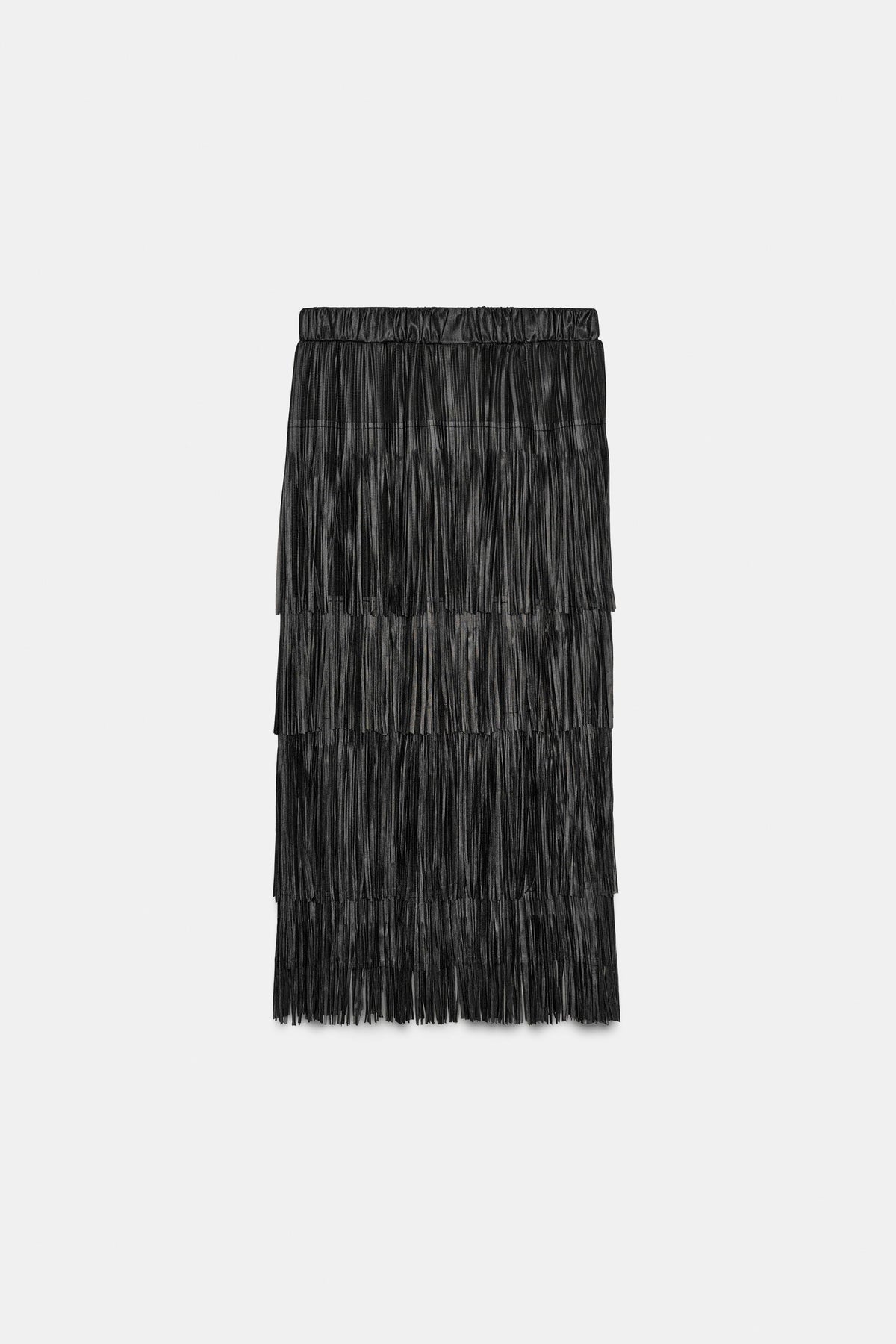 FRINGED MIDI SKIRT