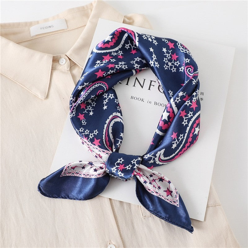 Vintage Elegant Geometric Pattern Silk Scarf