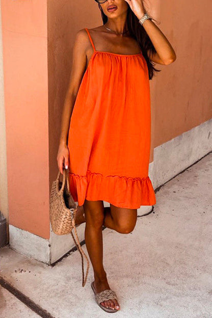 Solid Ruffle Cami Beach Dress