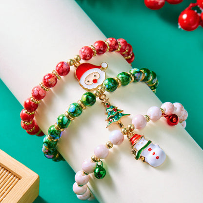 Christmas Alloy Beaded Bracelet Three Piece Set