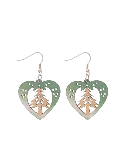 Christmas Wooden Earrings Snowman And Tree Style