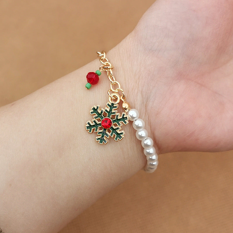 Christmas Alloy Bracelet With Snowman Elk Design