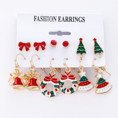 Christmas Zinc Alloy Snowflake Bell Earrings