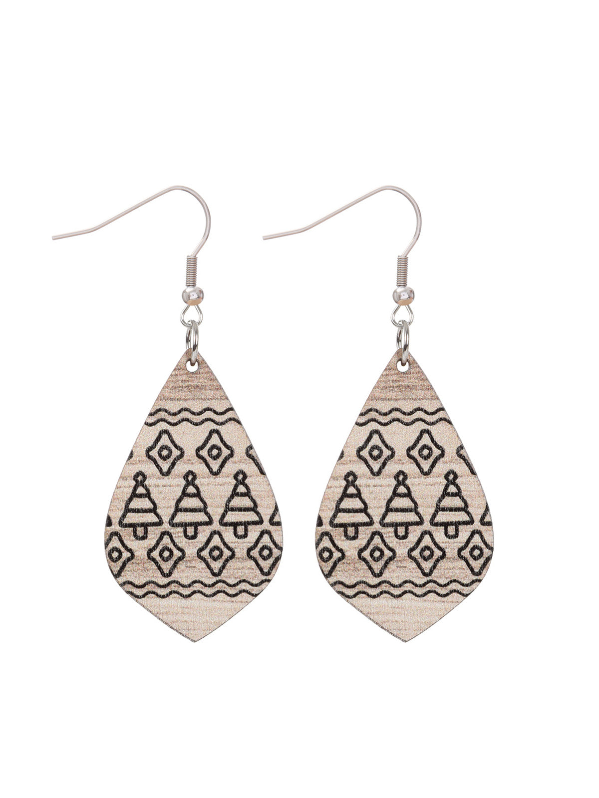 Christmas Wooden Earrings Snowman And Tree Style