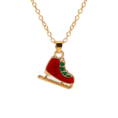 Christmas Alloy Santa Claus Tree Pendant Necklace