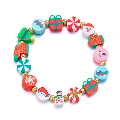 Christmas Women Soft Pottery Beaded Bracelet