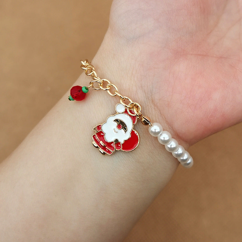 Christmas Alloy Bracelet With Snowman Elk Design