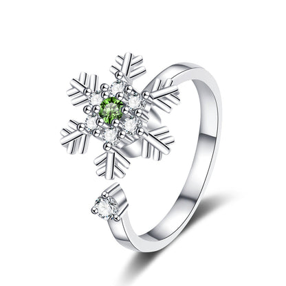 Christmas Copper Rhinestone Snowflake Ring