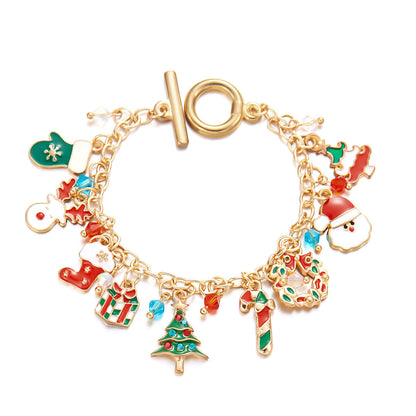Christmas Alloy Pendant Bracelet With Santa Claus Design
