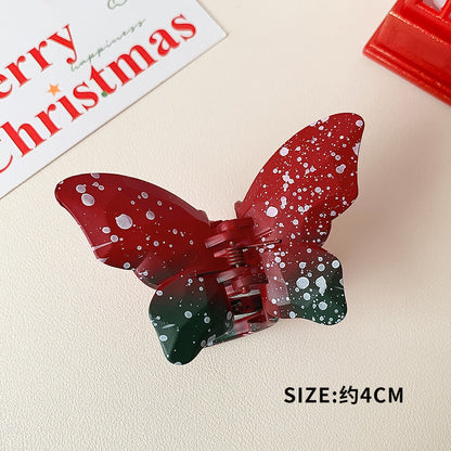 Christmas Red Green Gradient Plastic Snowflake Hairpin