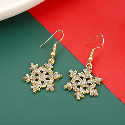 Christmas Zinc Alloy Snowflake Earrings Multicolor