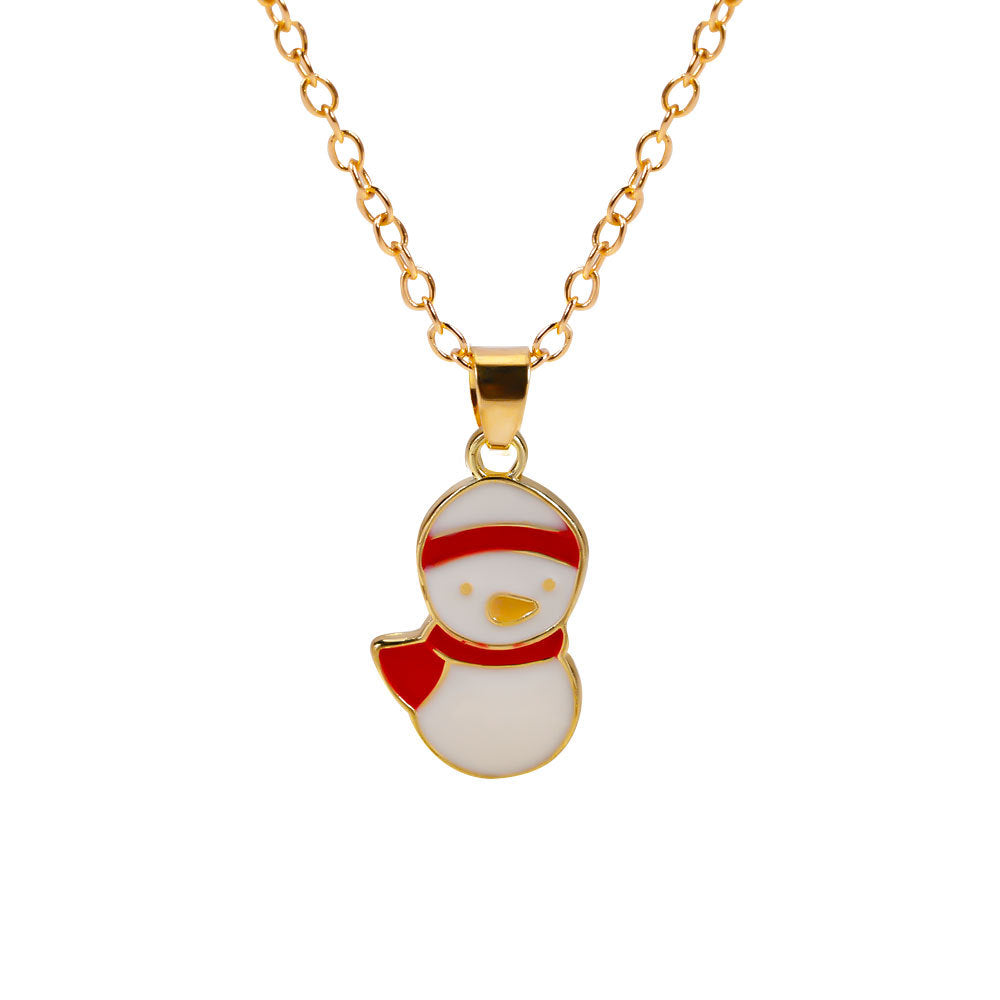 Christmas Alloy Santa Claus Tree Pendant Necklace