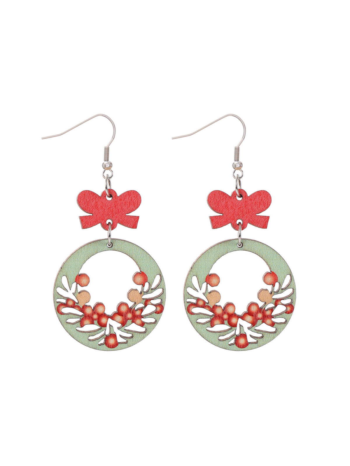 Christmas Wooden Earrings Snowman And Tree Style