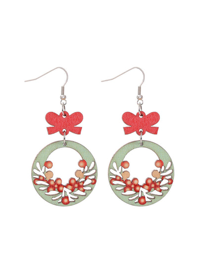 Christmas Wooden Earrings Snowman And Tree Style