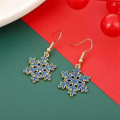 Christmas Zinc Alloy Snowflake Earrings Multicolor