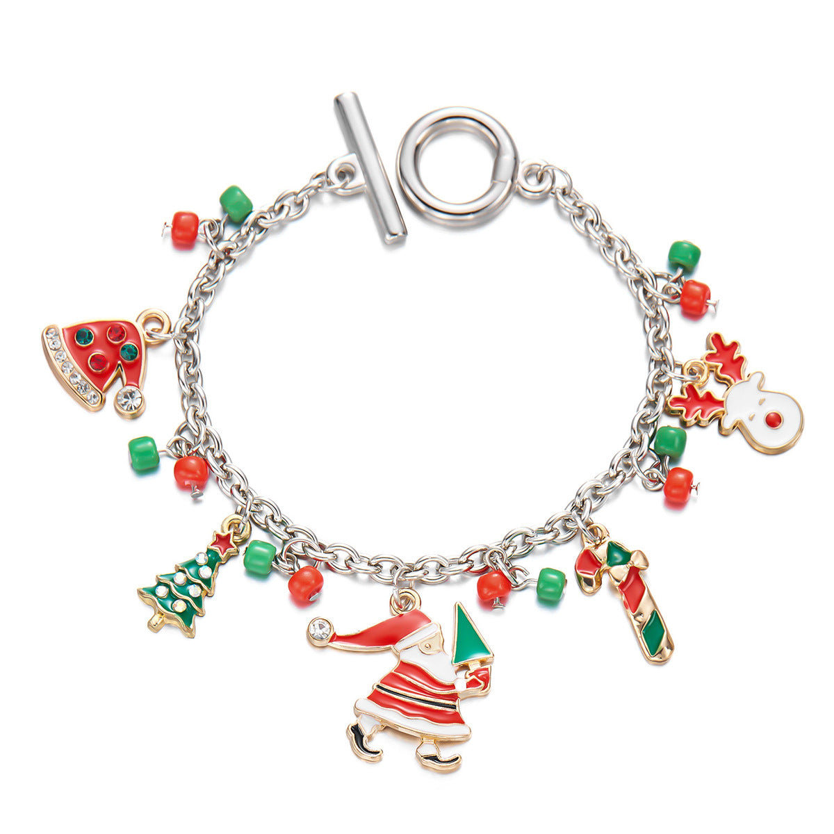 Christmas Alloy Pendant Bracelet With Santa Claus Design