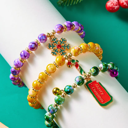 Christmas Alloy Beaded Bracelet Three Piece Set