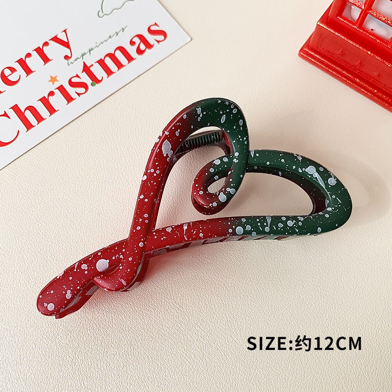 Christmas Red Green Gradient Plastic Snowflake Hairpin