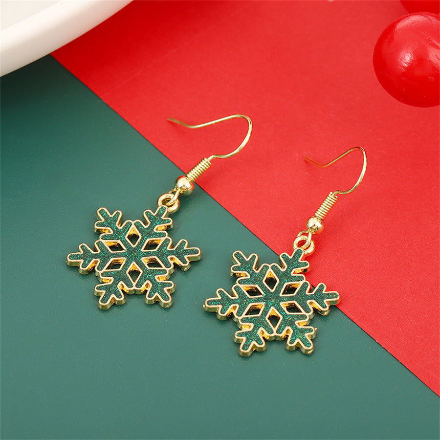 Christmas Zinc Alloy Snowflake Earrings Multicolor