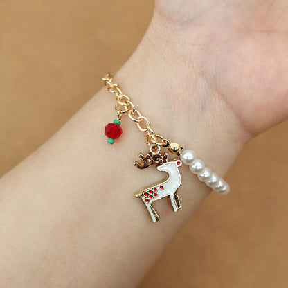 Christmas Alloy Bracelet With Snowman Elk Design