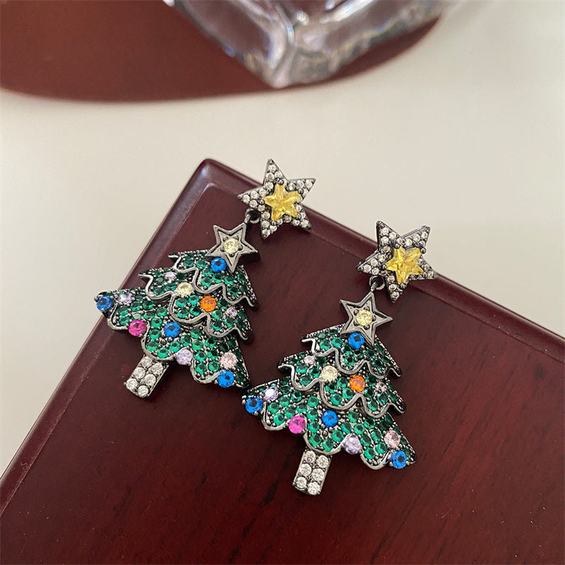 Christmas Alloy Five Pointed Star Earrings