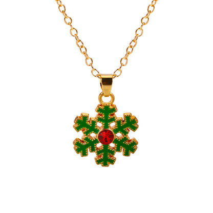 Christmas Alloy Santa Claus Tree Pendant Necklace