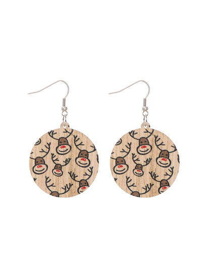 Christmas Wooden Earrings Snowman And Tree Style