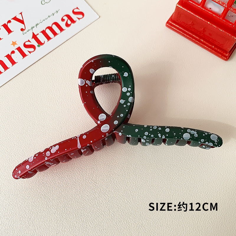 Christmas Red Green Gradient Plastic Snowflake Hairpin