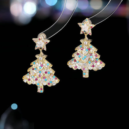 Christmas Alloy Five Pointed Star Earrings
