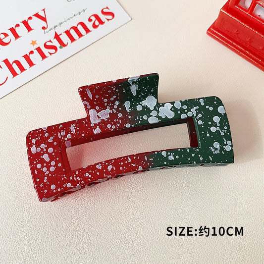 Christmas Red Green Gradient Plastic Snowflake Hairpin