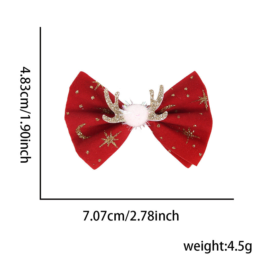 Christmas Cartoon Bow Hairpin Velvet Elk Bow