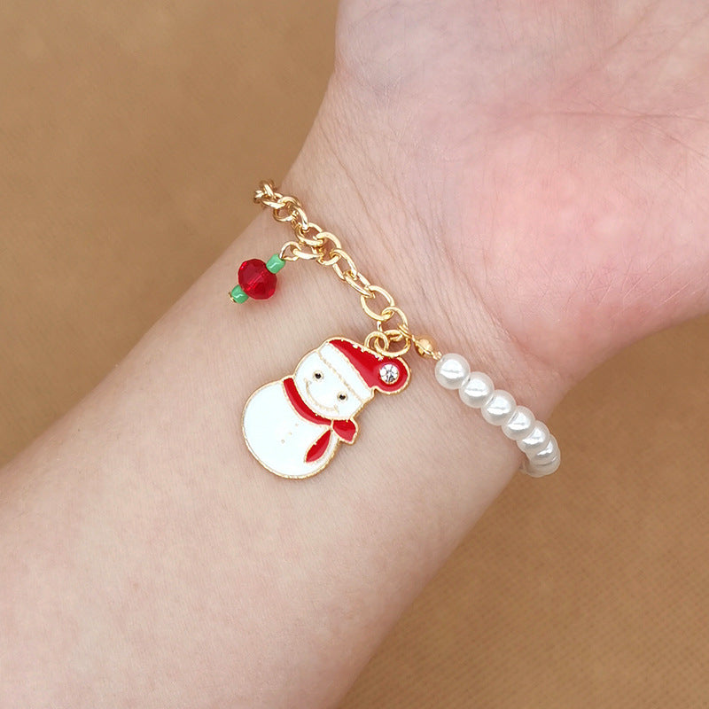 Christmas Alloy Bracelet With Snowman Elk Design