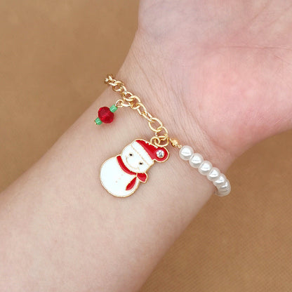 Christmas Alloy Bracelet With Snowman Elk Design