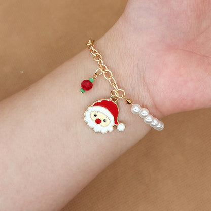 Christmas Alloy Bracelet With Snowman Elk Design