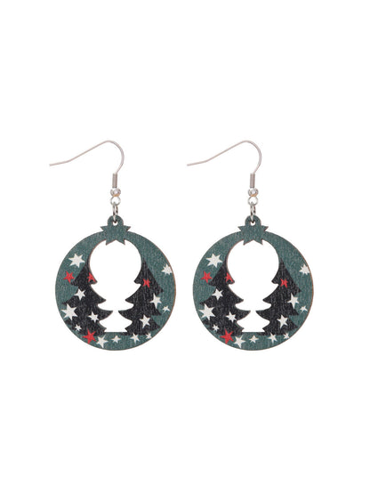 Christmas Wooden Earrings Snowman And Tree Style