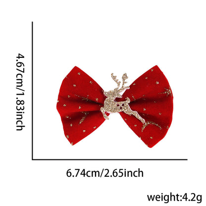 Christmas Cartoon Bow Hairpin Velvet Elk Bow