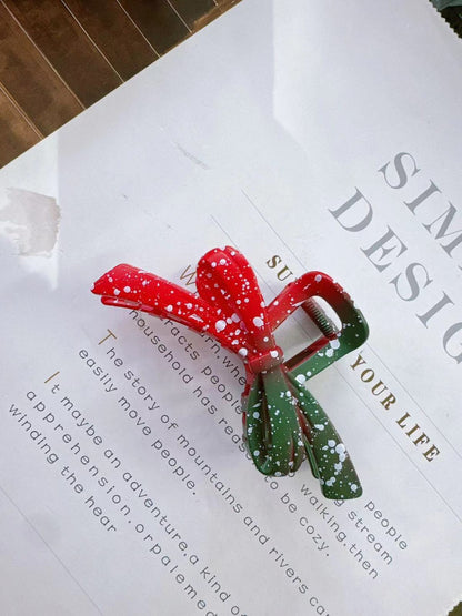 Christmas Red Green Gradient Plastic Snowflake Hairpin