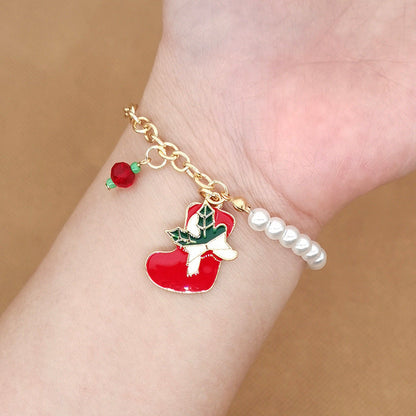 Christmas Alloy Bracelet With Snowman Elk Design