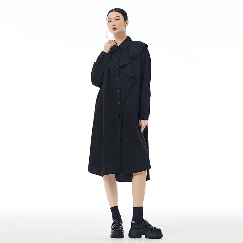Pleated Contrast Panel Casual Dress