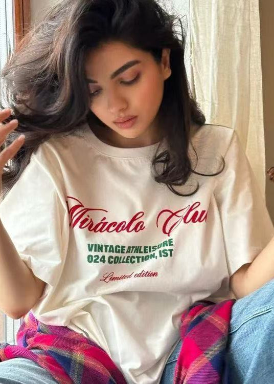 Oversized Cotton T Shirt With Graphic Lettering