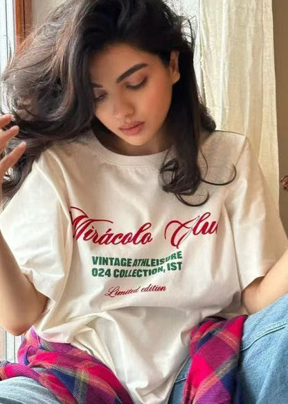 Oversized Cotton T Shirt With Graphic Lettering